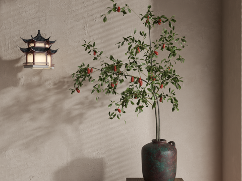  侘寂花艺 中古花艺 新中式花艺 现代花艺 花瓶su模型 