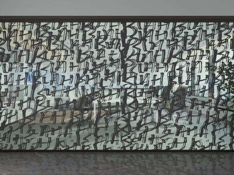  现代玻璃隔断3d模型 