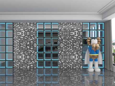  现代背景墙3d模型 