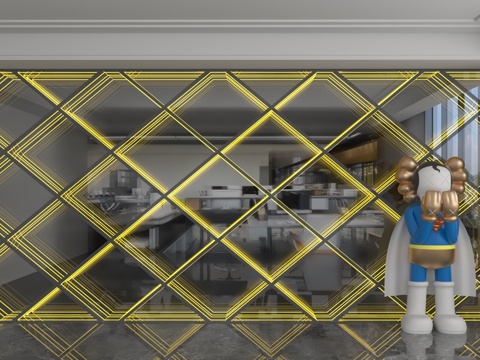 现代背景墙3d模型 