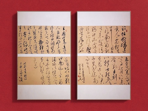  书法展 新中式字画 禅意挂画 字画 挂画组合 茶室挂画 书法su模型 