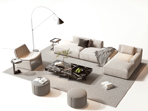  沙发茶几组3d模型 