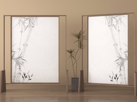  屏风 隔断 禅意屏风3d模型 