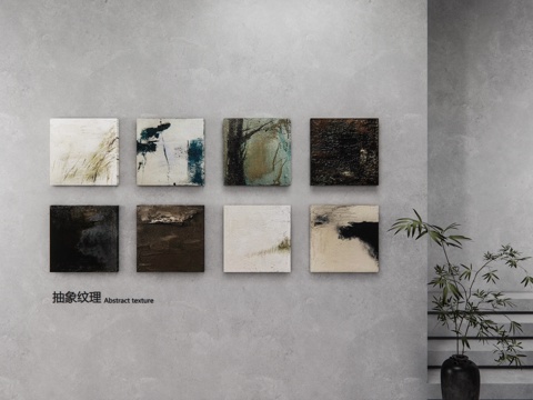  现代油画 现代极简油画 抽象风景油画 肌理画 高端艺术油画su模型 