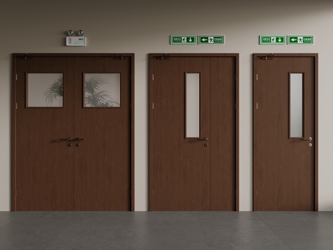  现代消防门 防火门 双开门3d模型 