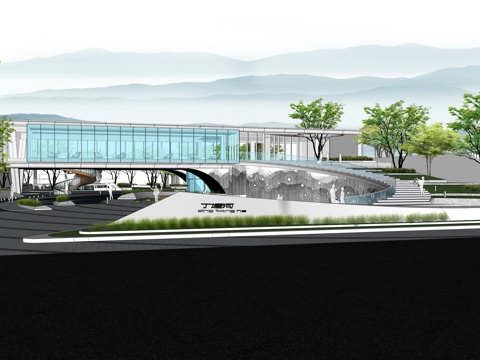  现代售楼处 售楼部景观 会所建筑 展馆建筑su模型 