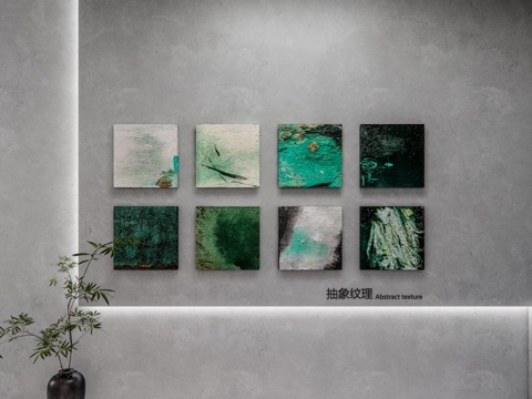  现代油画 现代极简油画 抽象风景油画 肌理画 高端艺术油画su模型 