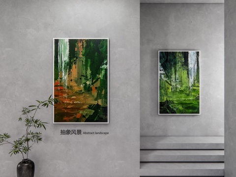  现代油画 现代极简油画 抽象风景油画 肌理画 高端艺术油画su模型 