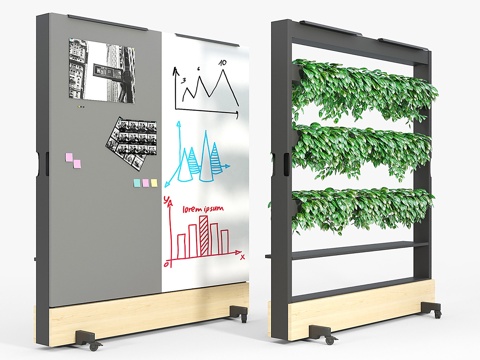  Vitra办公白板 植物架3d模型 
