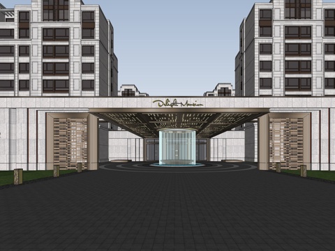  现代售楼处 售楼部景观 会所建筑 入口大门su模型 