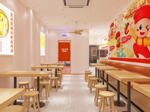  现代小吃店3d模型 
