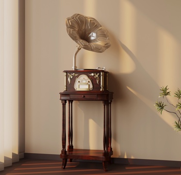  现代中古风留声机su模型 