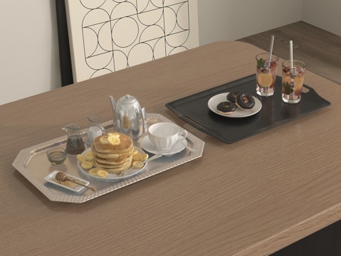  餐盘 咖啡壶 咖啡杯 水杯 托盘 点心3d模型 