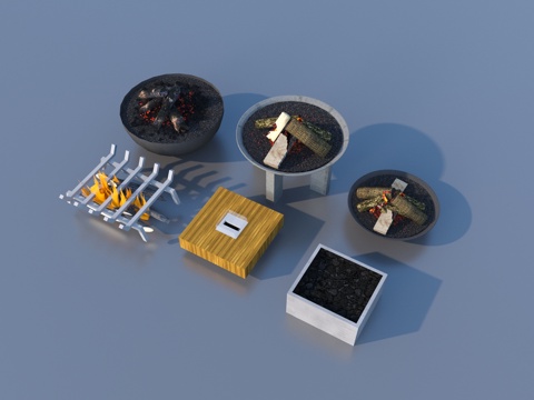  篝火 火盆 灶台 围炉3d模型 