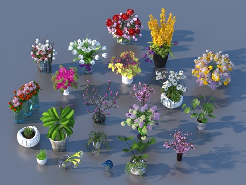  花卉 花艺摆件 花盆 盆栽 绿植 植物3d模型 