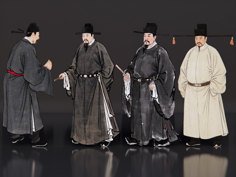  2D古装水墨人物 古画人物 宋代士大夫 古典水墨人物 古装su模型 