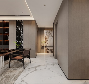  现代玄关 对景墙 装饰墙 茶室 茶台 意式 端景 入户 过道3d模型 