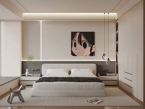  现代家居卧室3d模型 