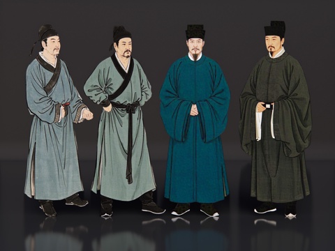  2D古装水墨人物 古画人物 宋代士大夫 古典水墨人物 古装su模型 