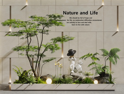  现代室内景观 景观造景 植物景观 景观树 绿植景观 植物堆su模型 