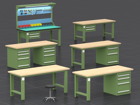  工作台 工具柜 操作台 流水线 防静电3d模型 