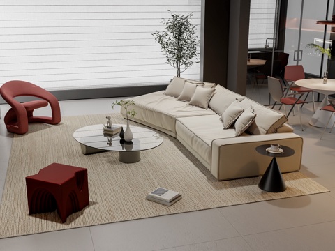  现代沙发茶几组合3d模型 