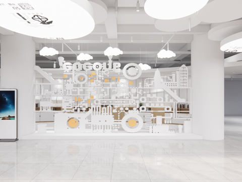  现代工业风展厅3d模型 
