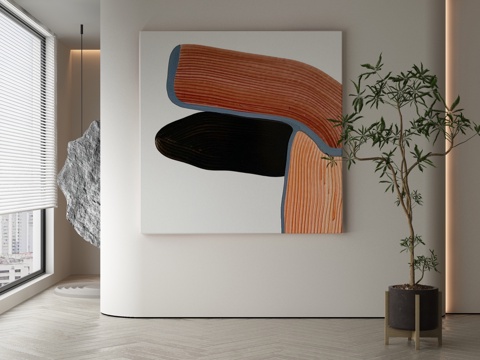  现代侘寂抽象挂画3d模型 