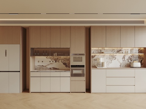  现代餐边柜 备餐柜 冰箱柜3d模型 