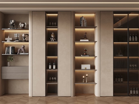  现代极简酒柜 玻璃酒柜 鞋柜酒柜 餐厅酒柜 餐边柜3d模型 