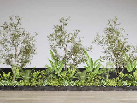  绿植墙 现代植物组合 现代户外绿植花 移动花箱 植物造景 绿3d模型 