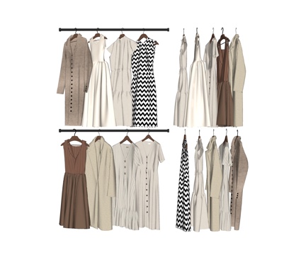  现代衣服女装su模型 