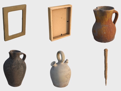  古代相框陶罐陶艺酒壶3d模型 