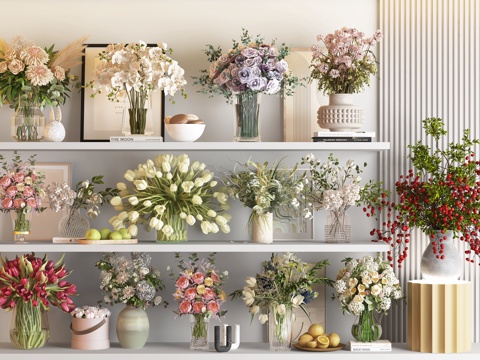  现代花瓶花卉组合3d模型 