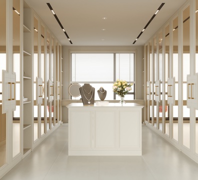  法式岛台衣帽间 衣柜su模型 