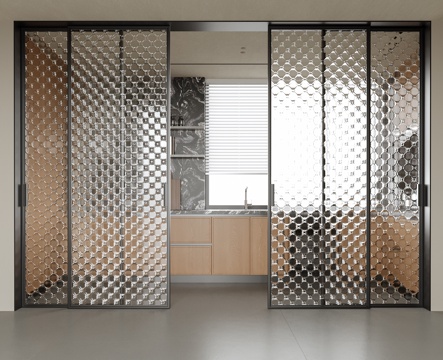  现代推拉门 玻璃门 厨房门3d模型 