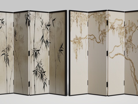 新中式屏风3d模型 