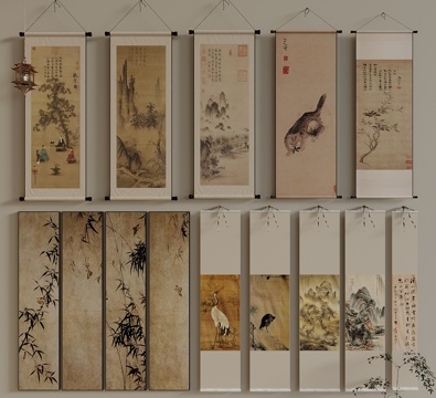  宋式风山水画 新中式挂画 山水画 字画 水墨画 装饰画 挂画3d模型 