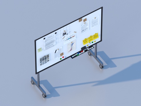  白板 展示板 黑板 移动画板3d模型 