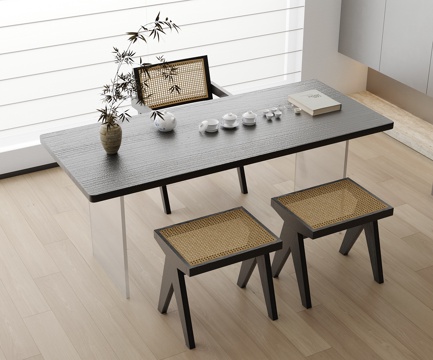  新中式茶桌椅3d模型 