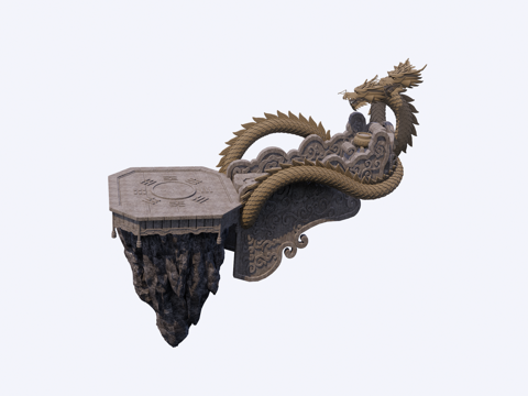 中式雕塑小品 盘龙雕塑su模型 
