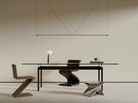  现代书桌椅组合3d模型 