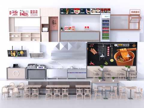  快餐店3d模型 