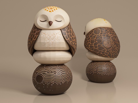  猫头鹰 抽象 摆件 饰品 装饰 动物 创意 装饰 艺术装置3d模型 