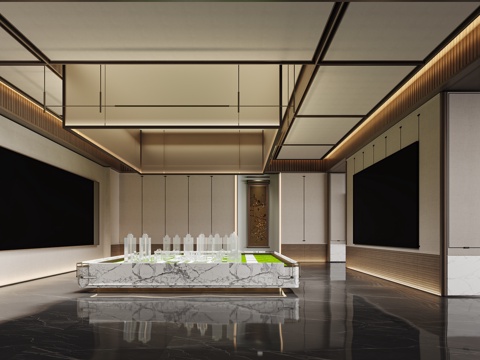  现代售楼处沙盘区3d模型 
