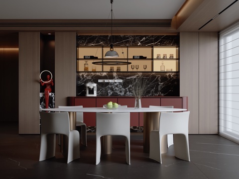  现代意式餐厅3d模型 