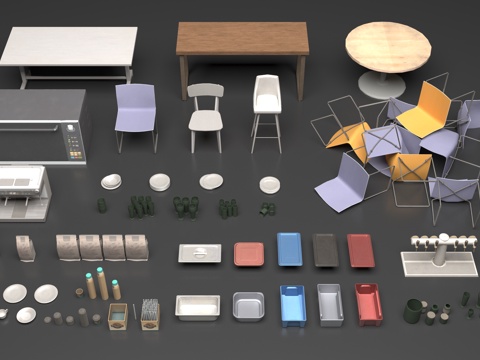  餐厅物品3d模型 