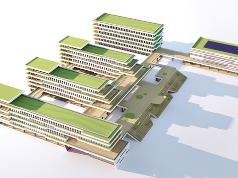  现代学校建筑 教学楼建筑 中小学建筑 行政楼 办公楼su模型 
