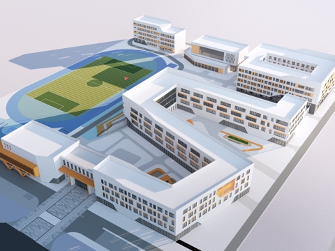  现代学校建筑 教学楼建筑 中小学建筑 行政楼 办公楼su模型 