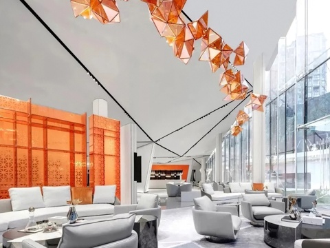  现代售楼处 公司大堂 大厅 咖啡厅 餐饮 酒店 休闲椅 哈谈3d模型 